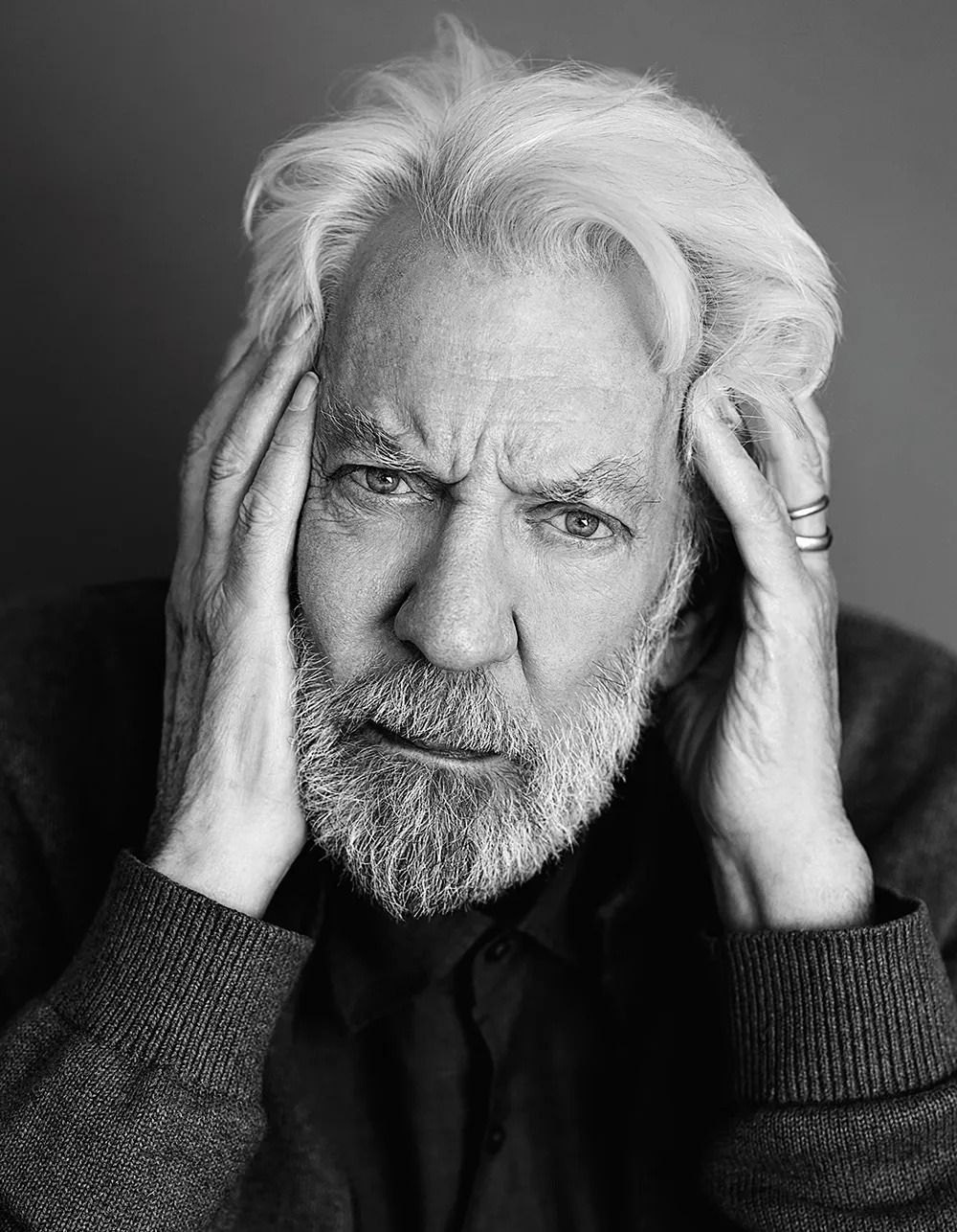 1000x1286, 330 Kb / Donald Sutherland, ч/б, кольцо, Дональд Сазерленд, актёр, борода