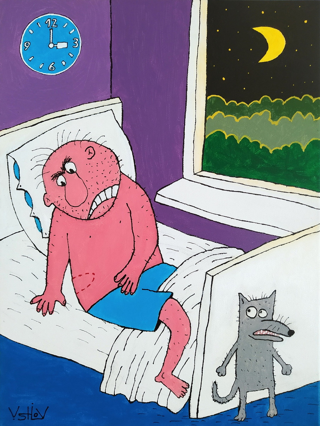 1106x1474, 550 Kb / Шилов, волчок, бочок, постель, окно, часы, луна