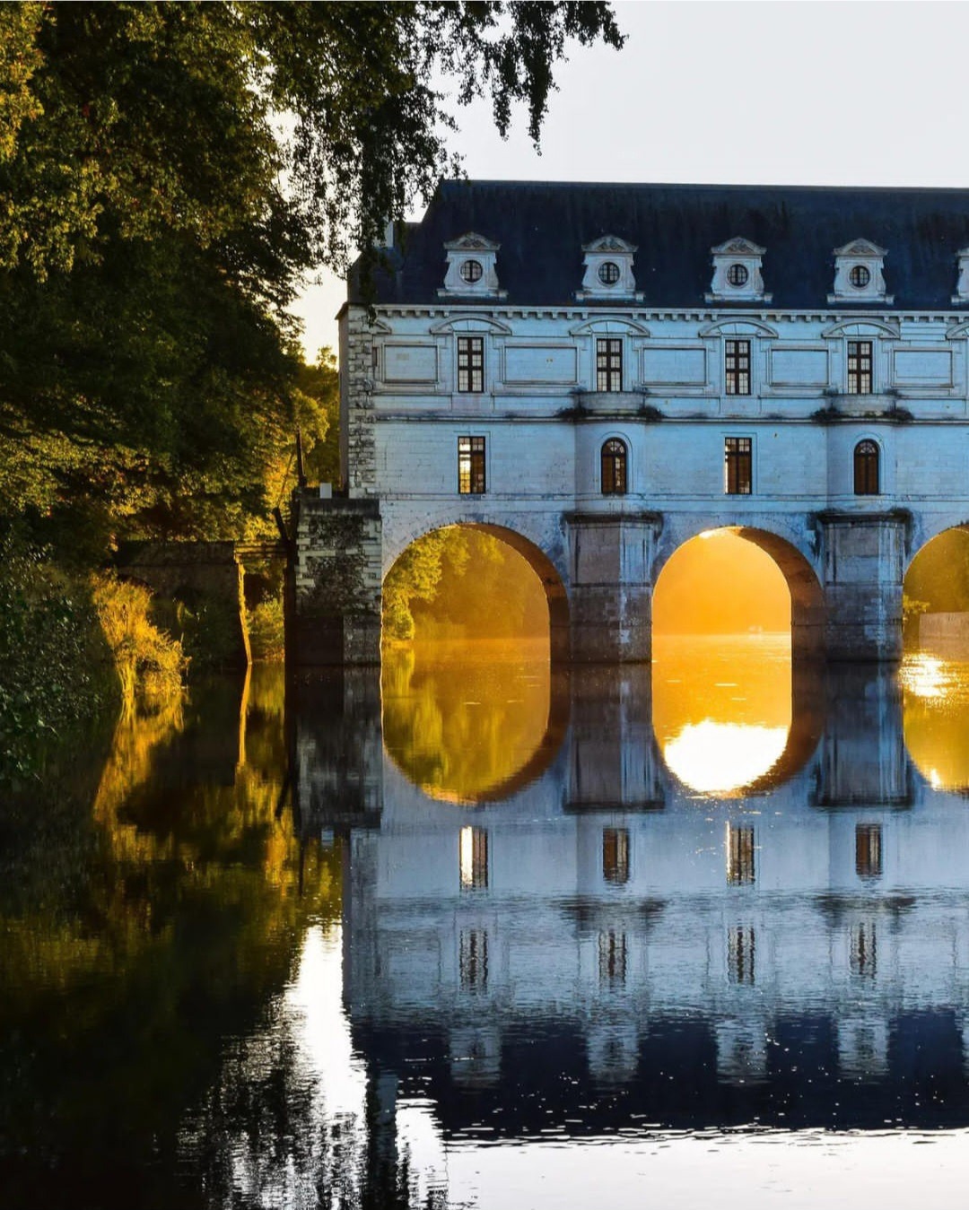 1080x1349, 354 Kb / Франция, арка, Замок Шенонсо, замок, река, Луара, архитектура