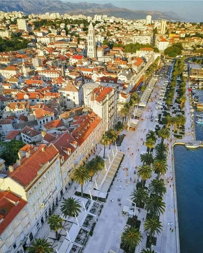 770x960, 160 Kb / Хорватия, Дубровник, пляж, город, пальмы, набережная, пристать, лодка, катер, горы