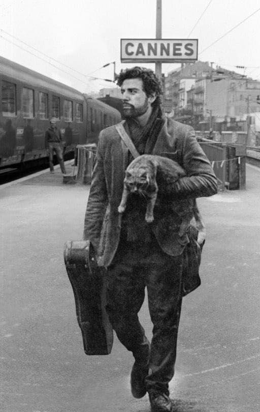 512x810, 50 Kb / Inside Llewyn Davis, Канн, кот, мужик со скрипкой, ч/б