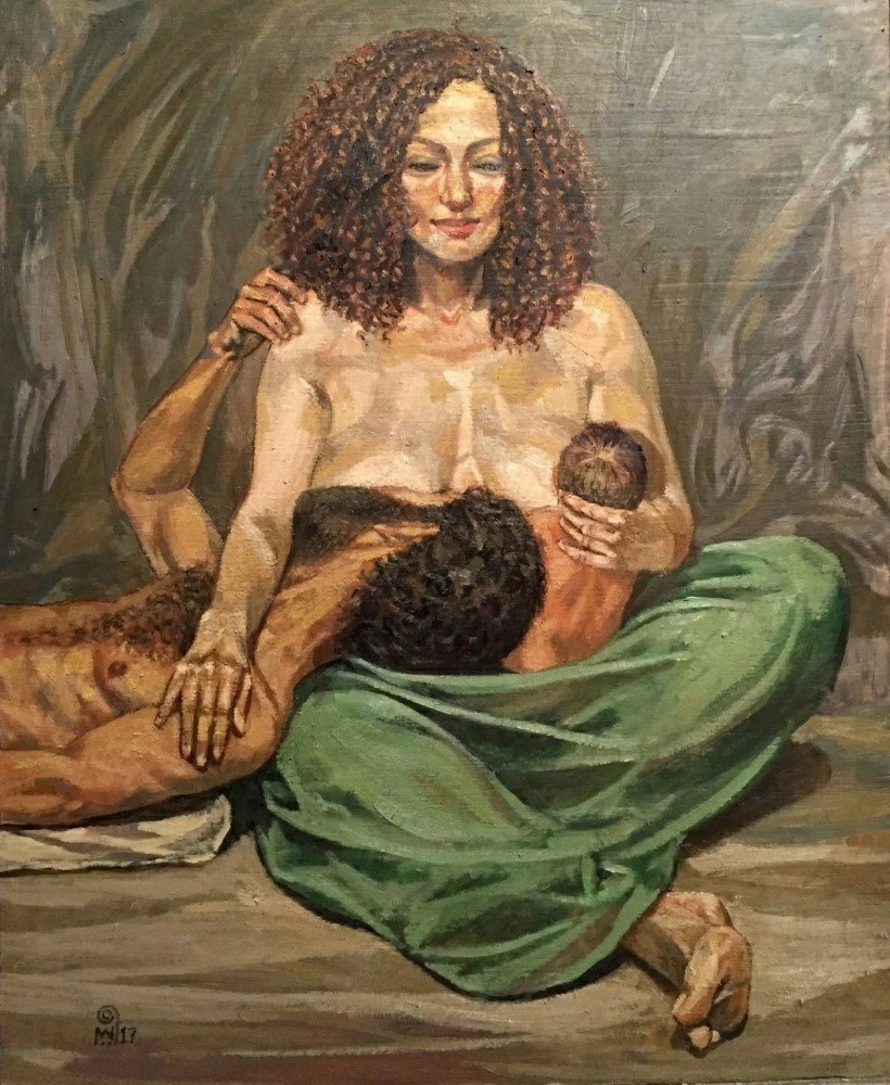 820x1000, 299 Kb / макияж, зеркало, ребёнок, картина, Ricardo Jose Mujica