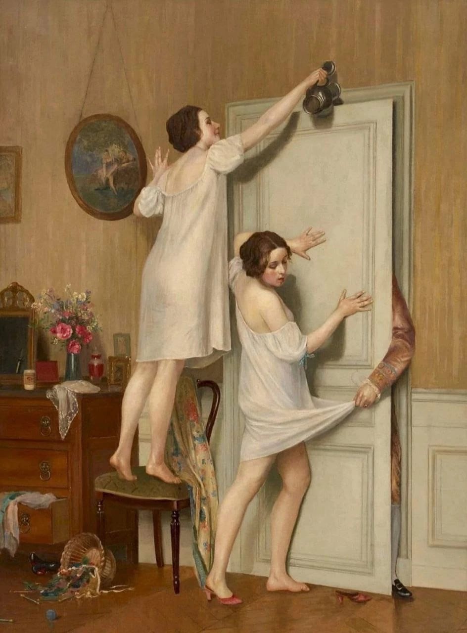 944x1280, 115 Kb / служанка, дверь, кувшин, рука, сорочка