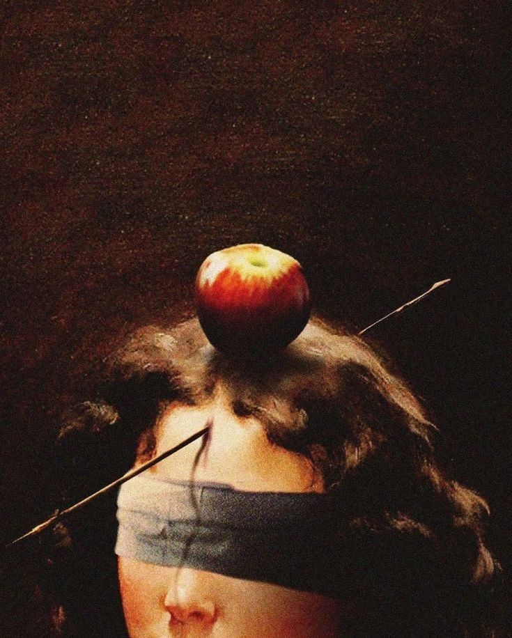 735x916, 143 Kb / стрела, яблоко, голова, завязанные глаза