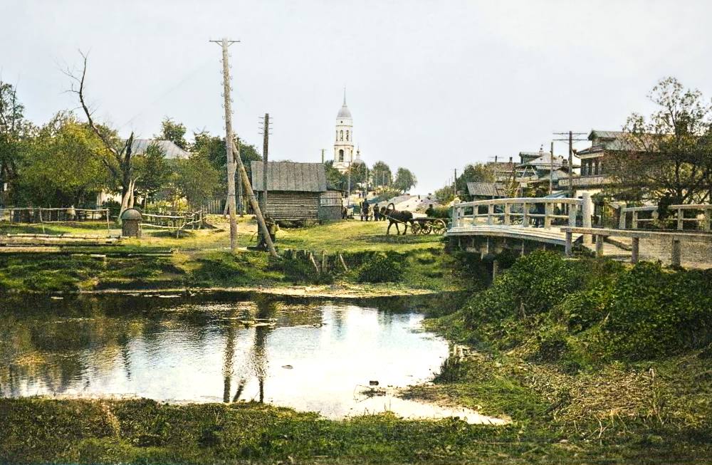 1000x653, 131 Kb / Пруд, мост, колокольня