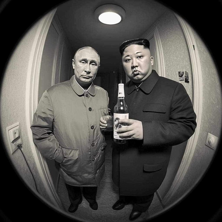 768x768, 99 Kb / глазок, двое, стакан, бутылка, ч/б