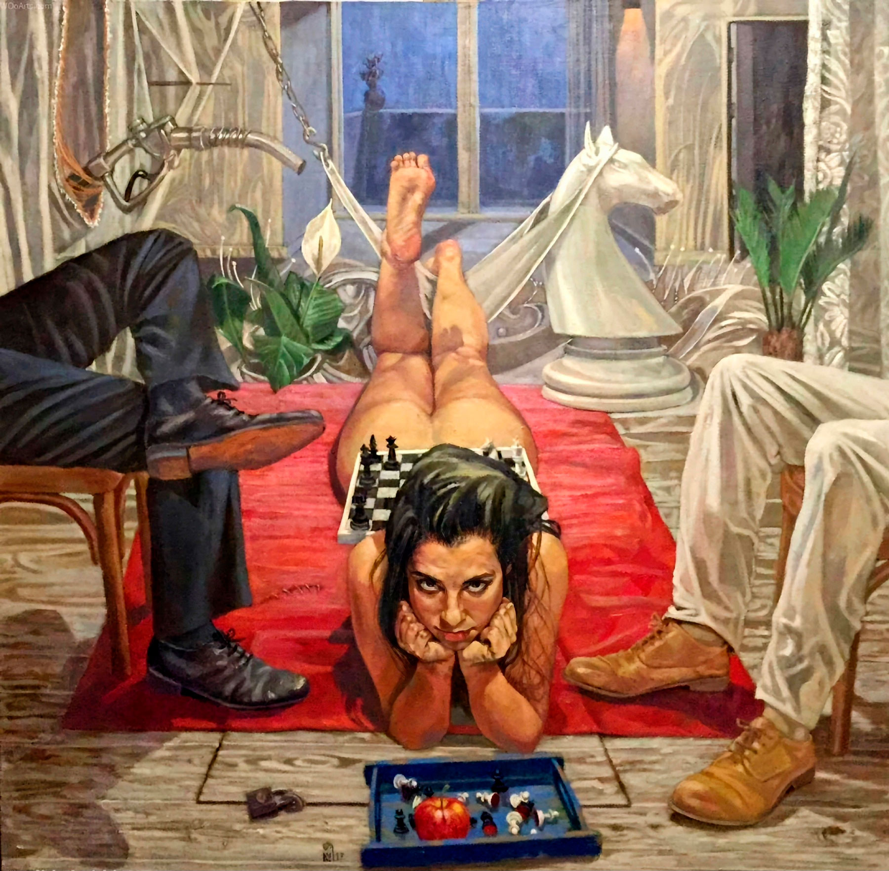 1800x1763, 523 Kb / шахматы, конь, лошадь, пистолет