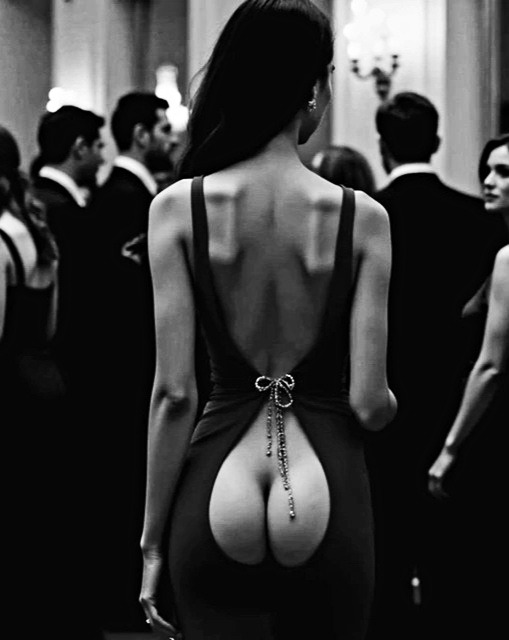 509x640, 48 Kb / ч/б, попа, платье, пиджак, бантик, спина