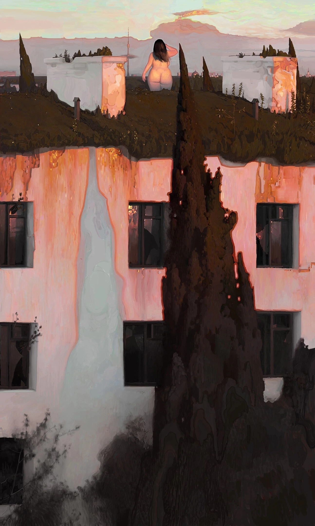 1294x2160, 515 Kb / Дом, башня, картина, рисунок