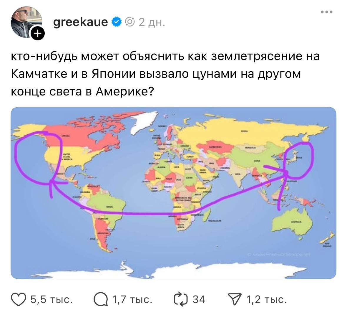 1179x1069, 117 Kb / плоскоземельщики, Камчатка, карта, цунами