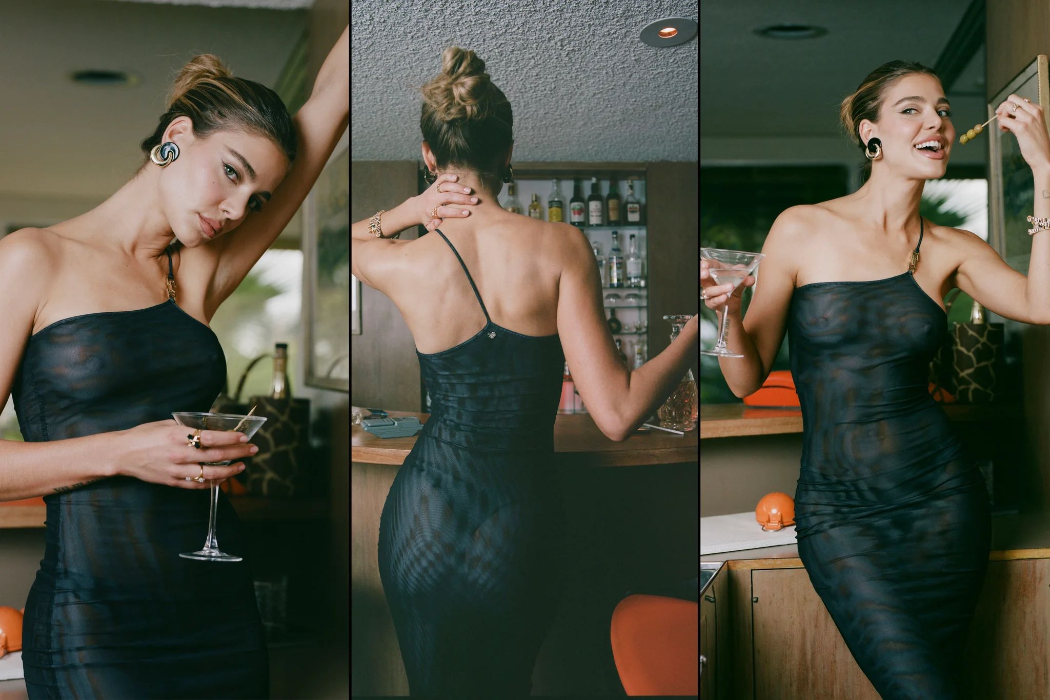 2048x1365, 274 Kb / Gina Vaia, платье, прозрачное, бокал, браслет, серьги, кольцо, бокал, мартини, оливки, канапе