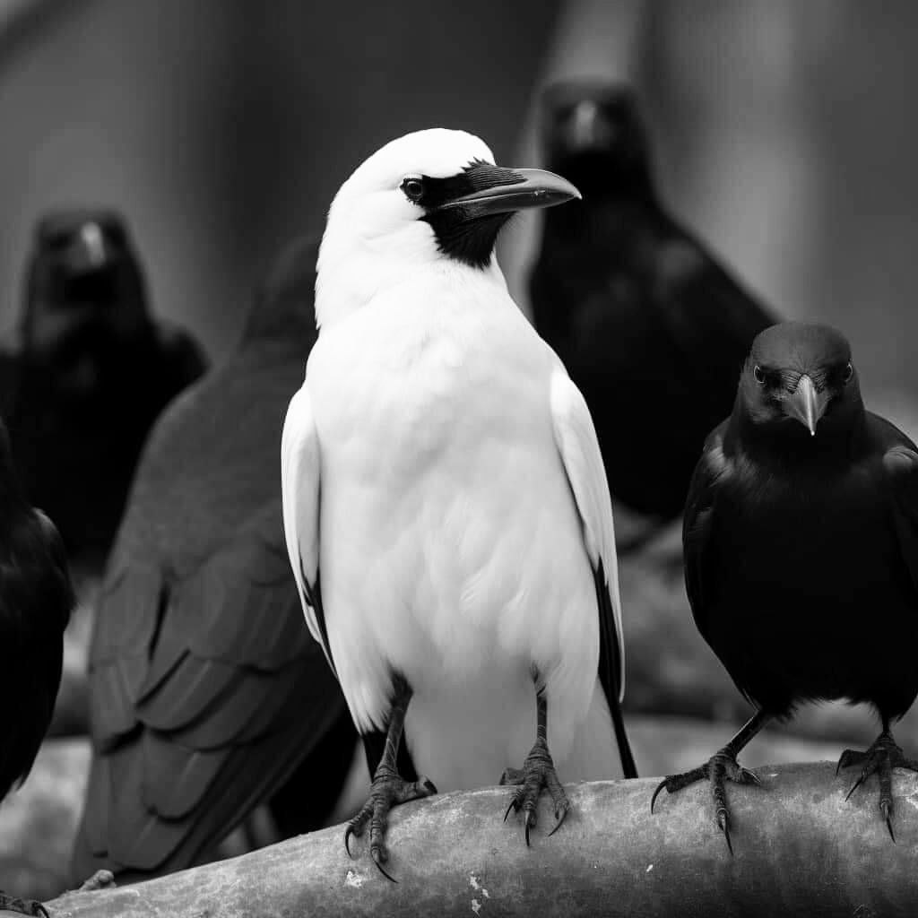 1024x1024, 62 Kb / птица, клюв, белый, ч/б