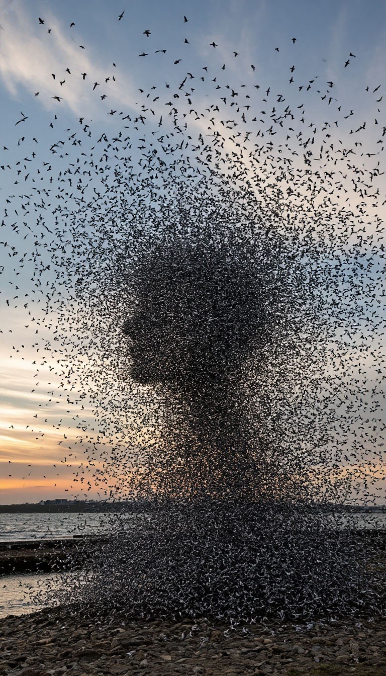 768x1344, 427 Kb / Шедеврум, птицы, голова, мурмурация