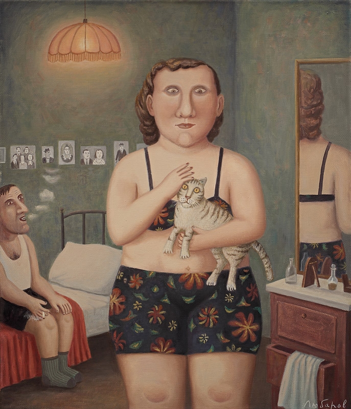 687x800, 306 Kb / рисунок, кот, дым, люстра, зеркало, отражение