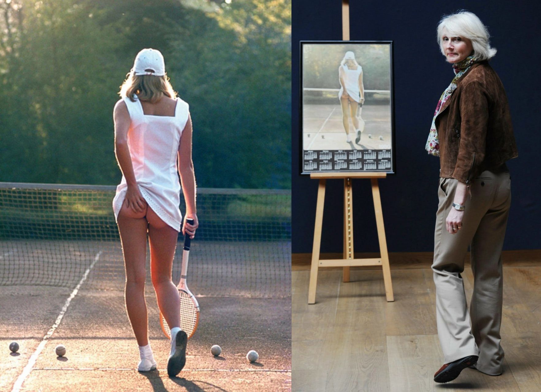 1765x1280, 240 Kb / Теннисистка, ракетка, попа, постер, Фиона Батлер, календарь, мольберт