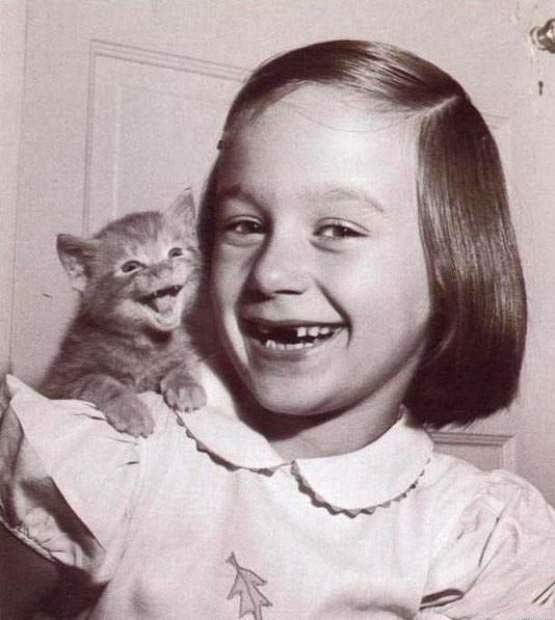 555x620, 43 Kb / котеночек, девочка, беззубая, ретро, ч/б