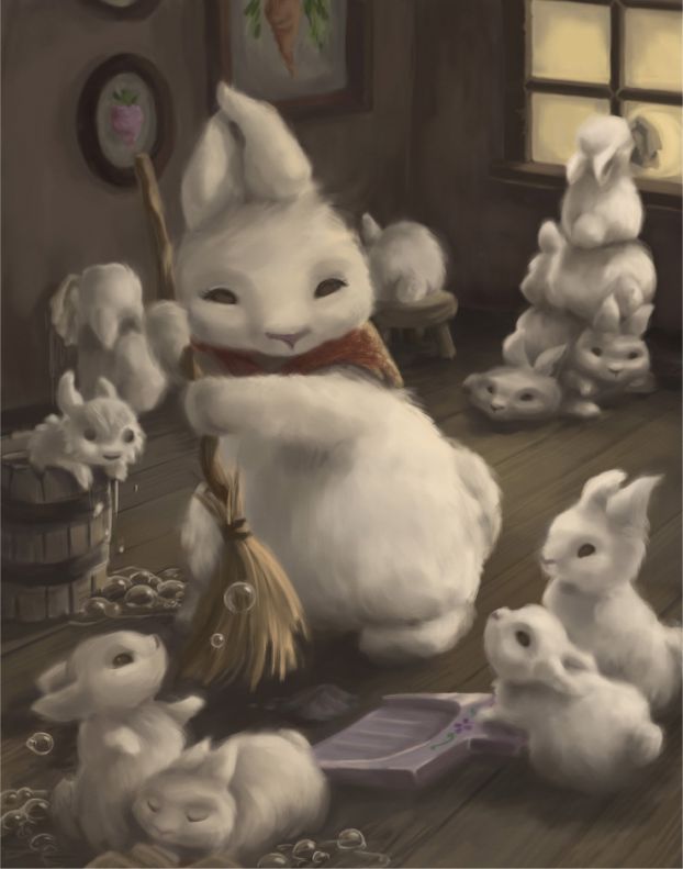 622x791, 48 Kb / кролики, зайцы, уборка, семейство