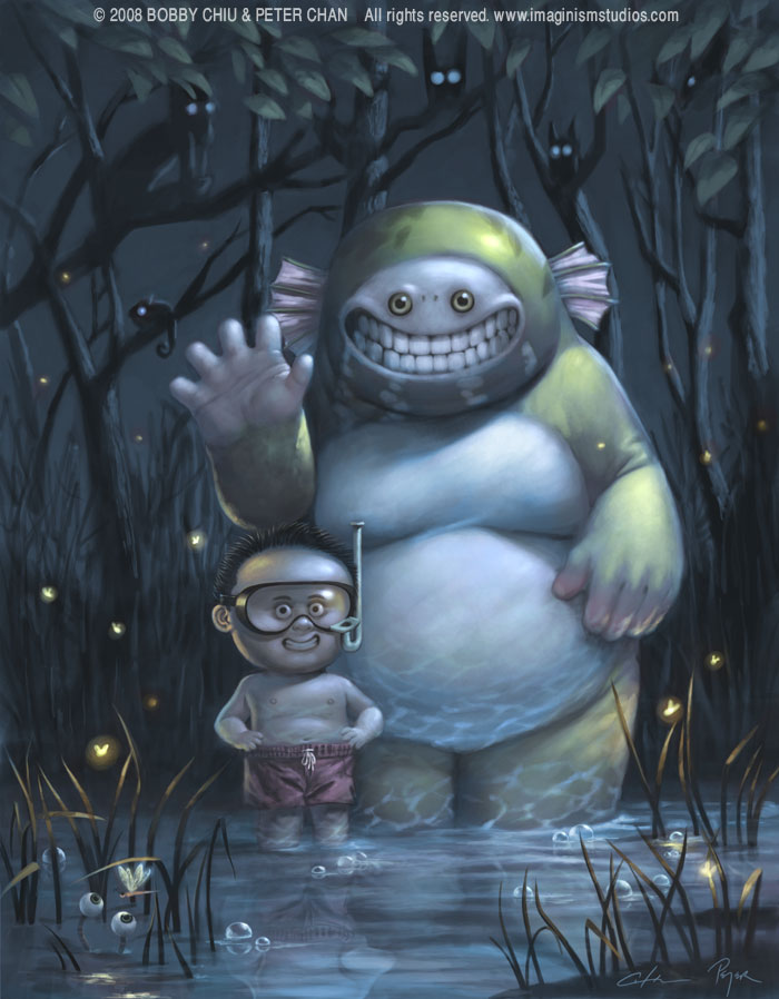 700x898, 100 Kb / детcкая страшилка, монстр, ребёнок, болото