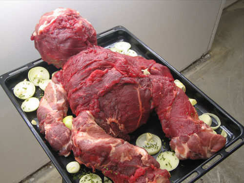 500x375, 69 Kb / человеки, блюдо, мясо, лук, противень