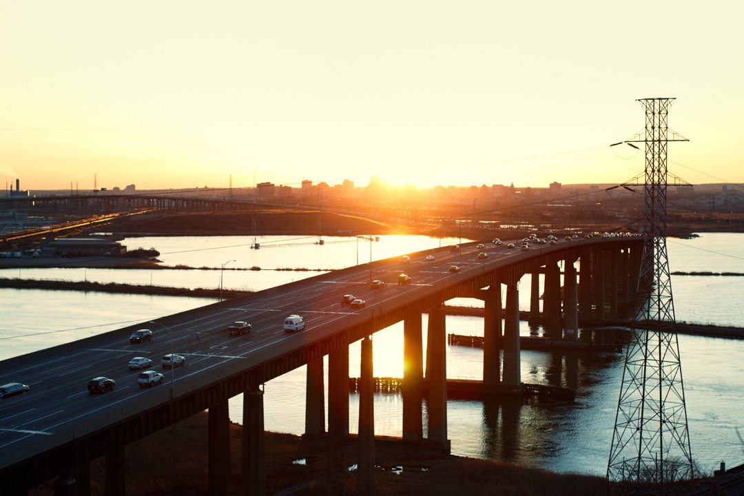 1080x720, 111 Kb / New Jersey, мост, закат