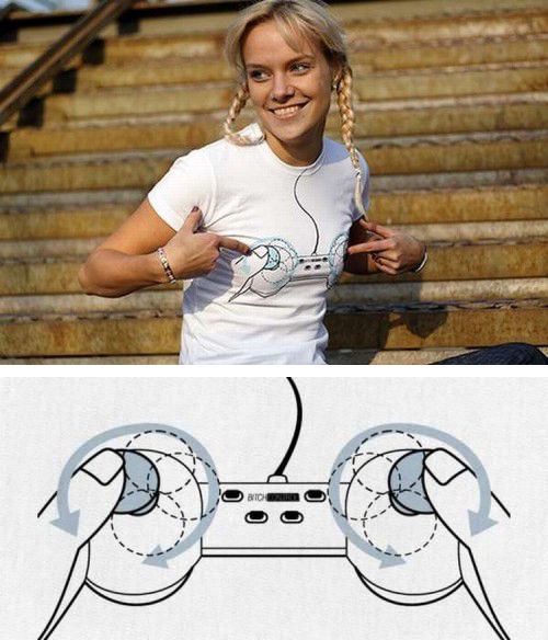 500x584, 193 Kb / геймпад, контроллер, девушка, майка