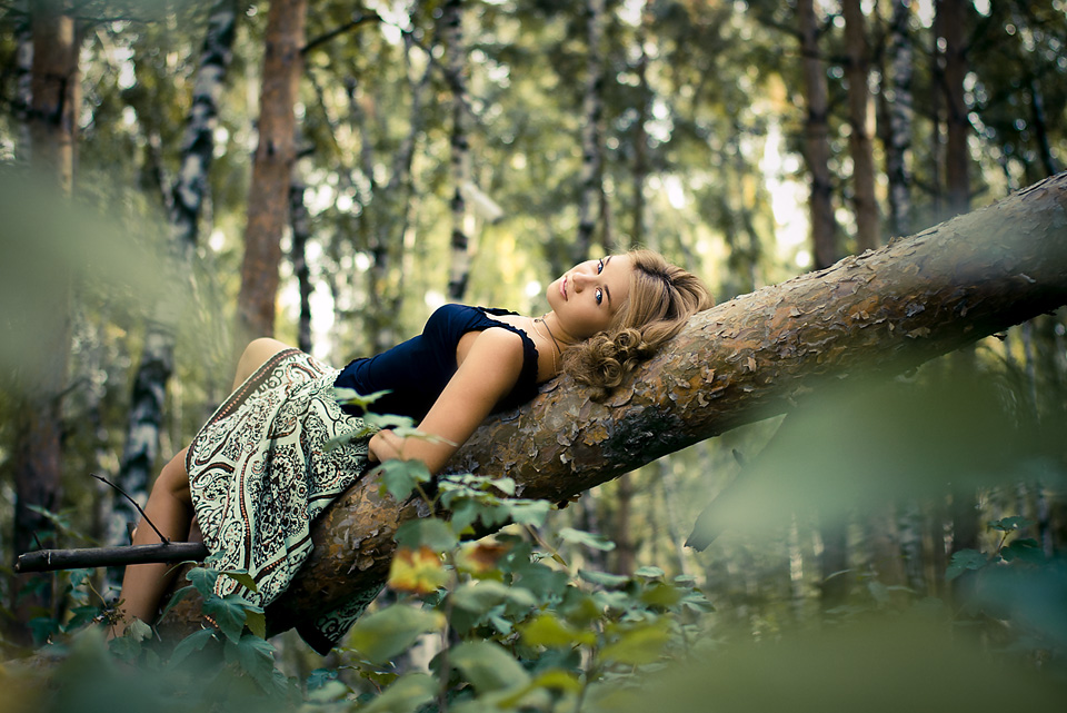 960x641, 279 Kb / девушка, лес, дерево