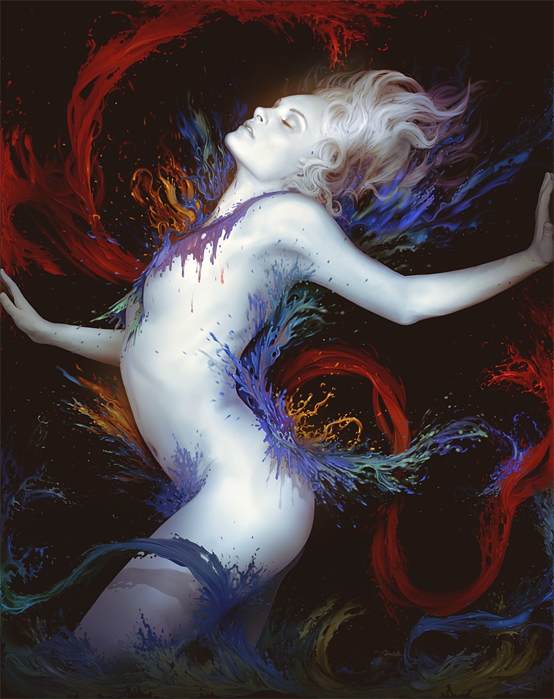 800x1008, 178 Kb / девушка, краски, цвет, темнота