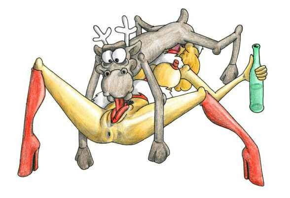 588x401, 34 Kb / снегурочка, олень, бутылка