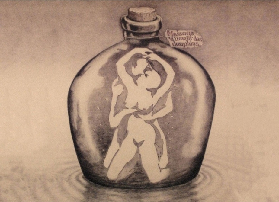 924x669, 333 Kb / Пара, бутыль, рисунок, тест, загадка, дельфины