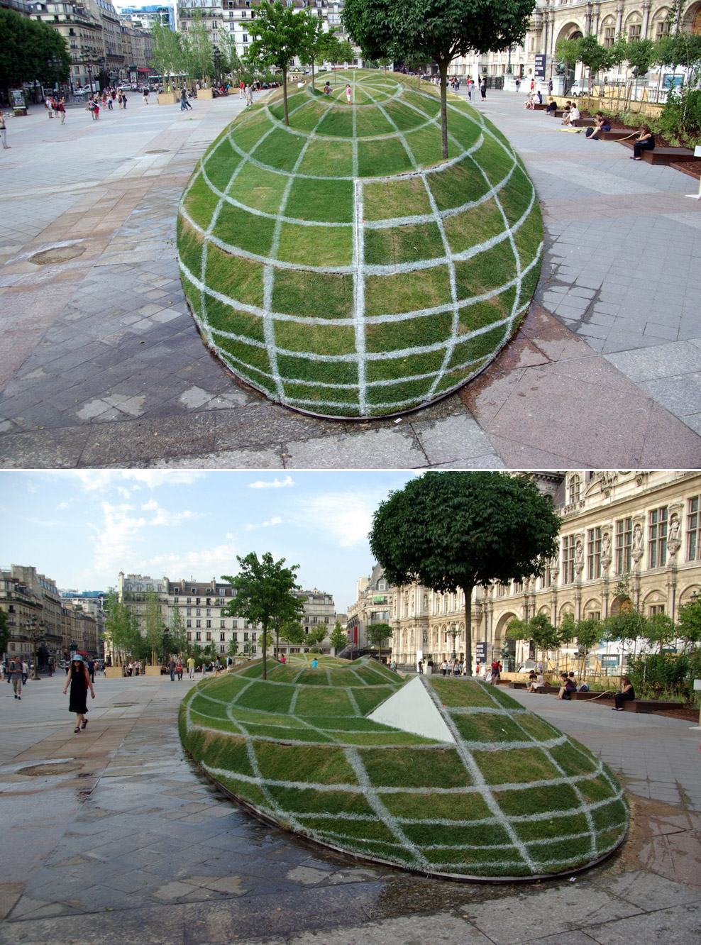 988x1332, 279 Kb / площадь, газон, глобус, иллюзия