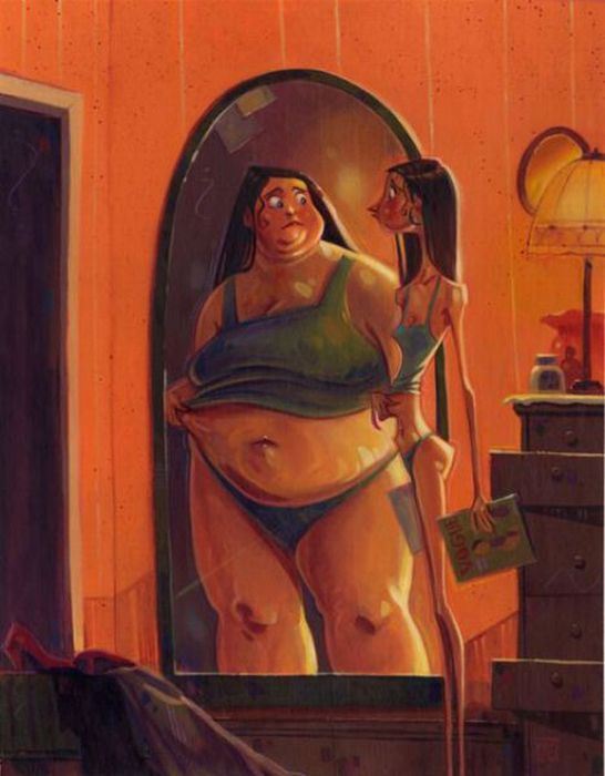 546x700, 47 Kb / анорексия, рисунок, девушка, толстуха
