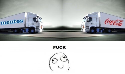 500x299, 28 Kb / coca cola, mentos, кола, ментос