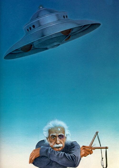 500x707, 40 Kb / альберт эйнштейн, рогатка, летающая тарелка