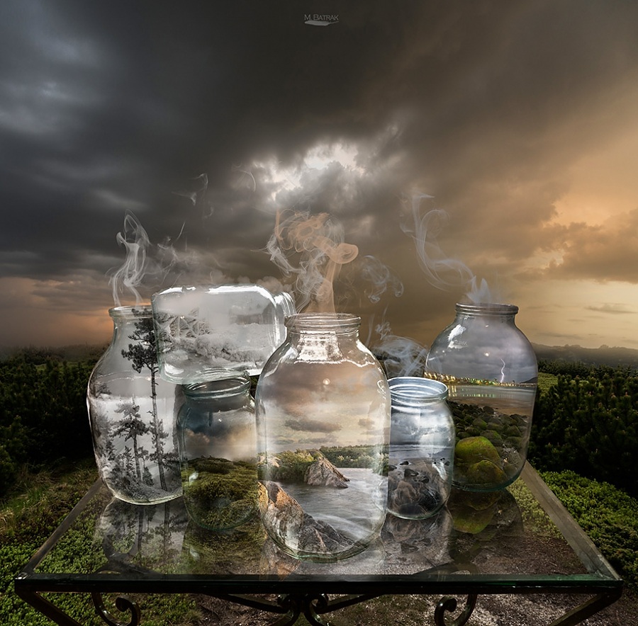 900x884, 239 Kb / банки, дым, закат, природа