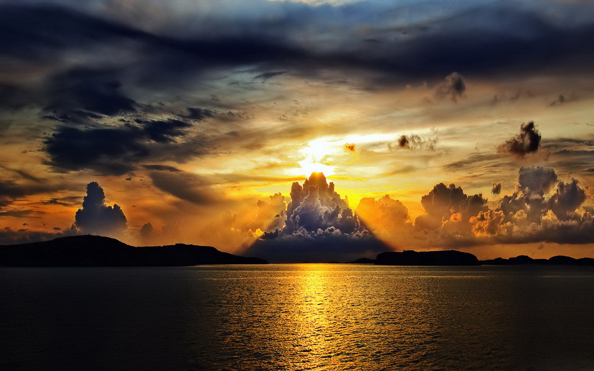 1180x738, 285 Kb / закат, вода, облака, солнце