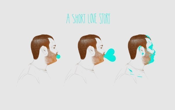 604x379, 18 Kb / комикс, жевачка, пузырь, лицо, любовная история