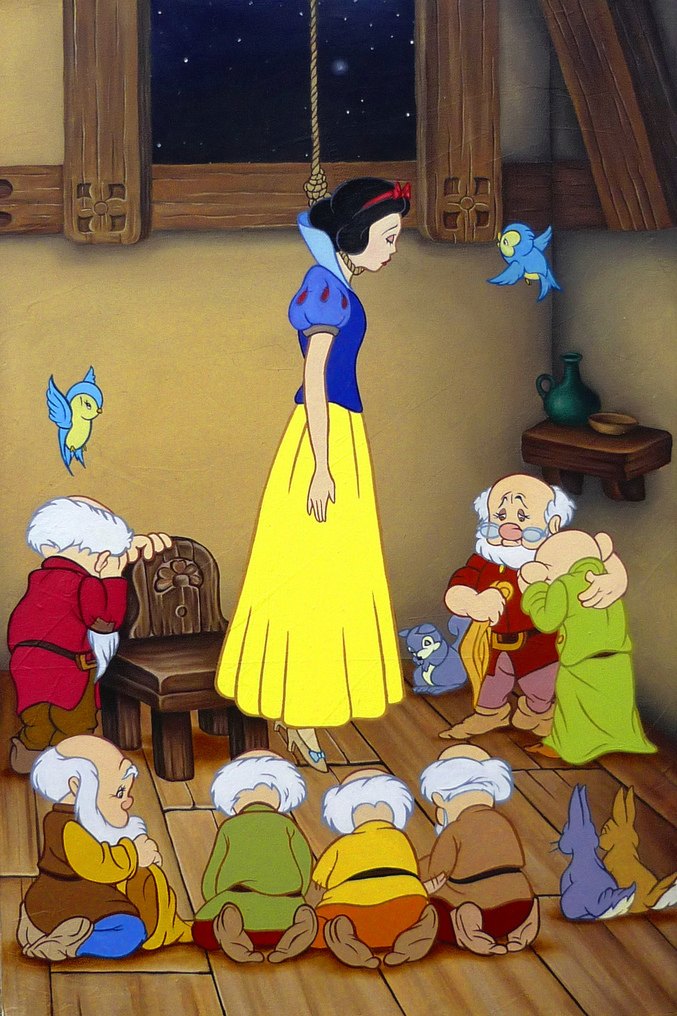 677x1016, 158 Kb / конец, суицид, гномы, белоснежка