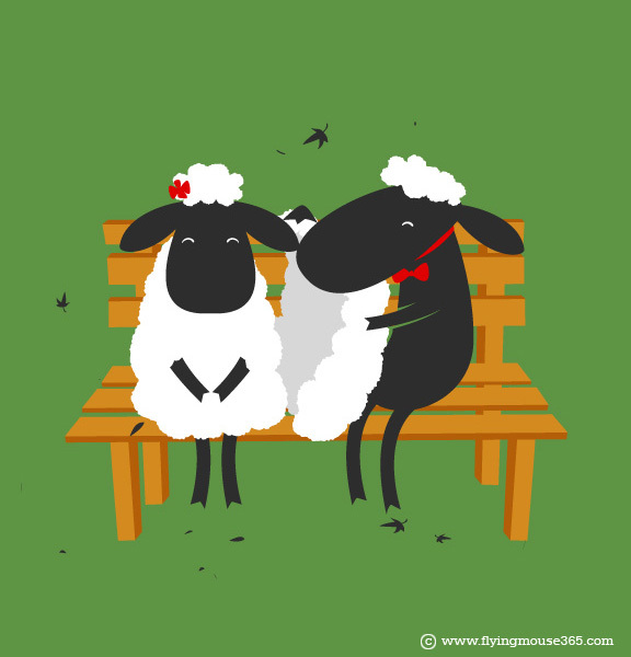 576x600, 81 Kb / овечки, овца, шуба, скамейка