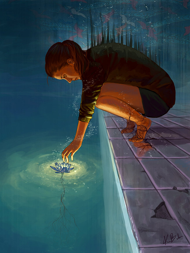 657x875, 115 Kb / кувшинка, рисунок, плитка, корниб Kimberly Bicknese, The Purifying Lotus