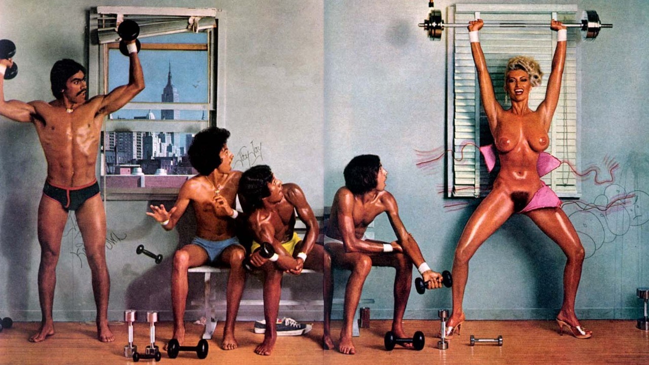 1280x720, 270 Kb / штанга, гантели, парни, блондинка, бобр, ретро