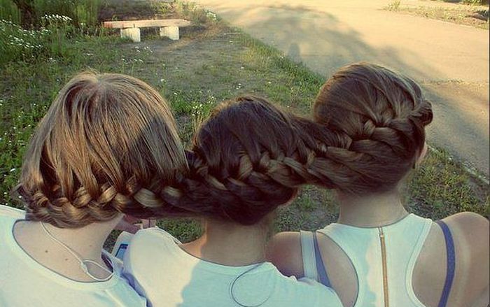 700x439, 63 Kb / три, головы, девушки, коса