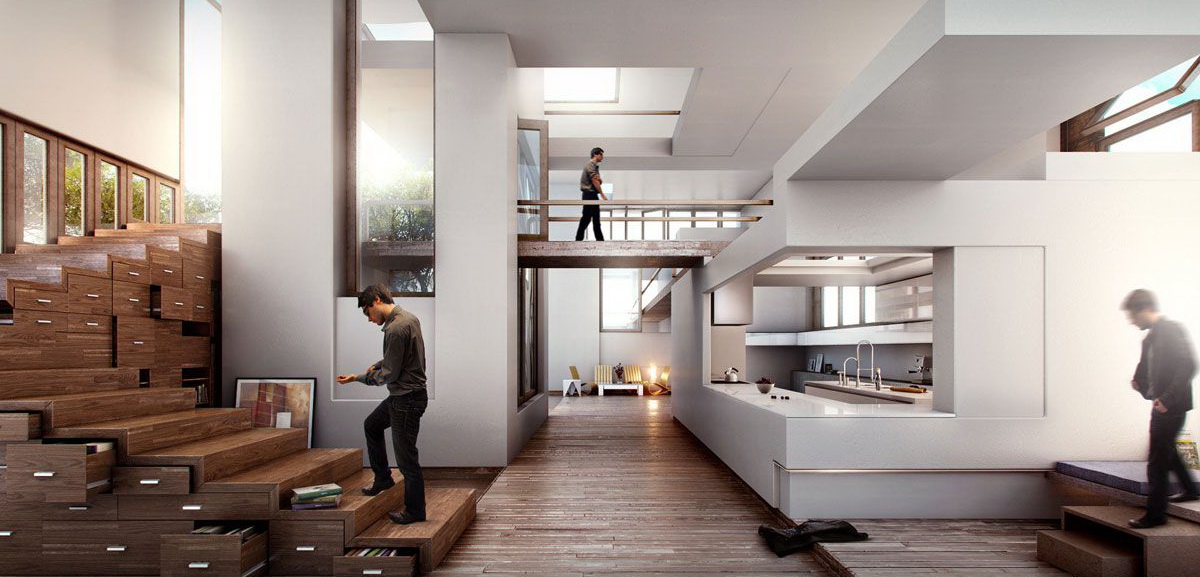 1200x577, 192 Kb / комната, интерьер, диван, холостяк