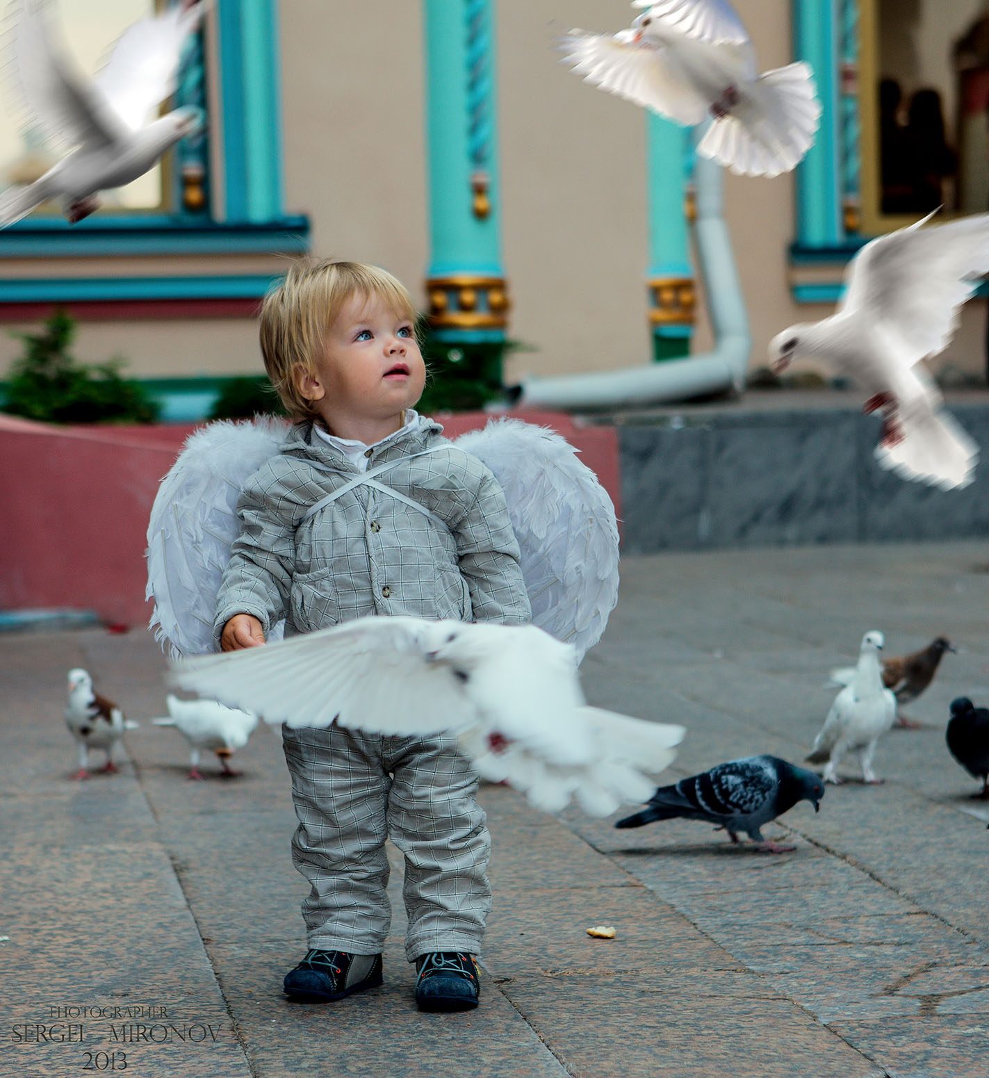 1423x1551, 292 Kb / ребенок, крылья, голуби