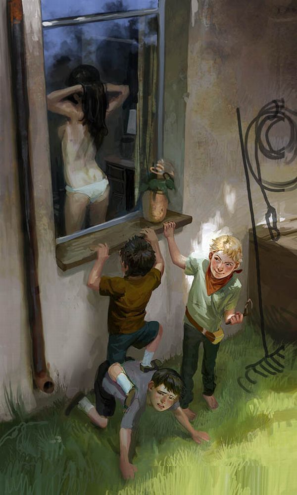 600x999, 92 Kb / окно, дети, девушка