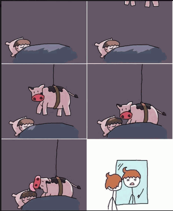 606x738, 50 Kb / корова, вихры, сон, зеркало