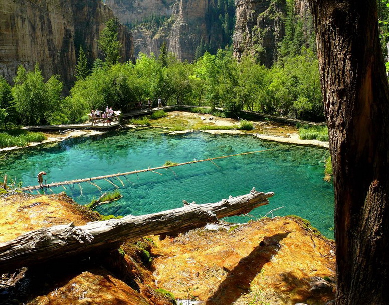 776x609, 295 Kb / дерево, озеро, скалы, мост