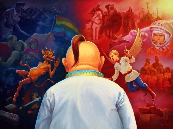 604x453, 61 Kb / украина, ес, россия, гагарин, хохол, черт