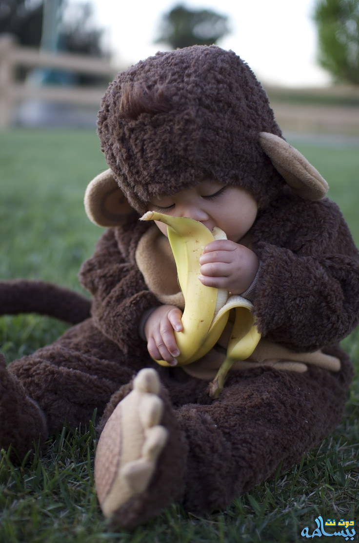 736x1113, 202 Kb / банан, обезьяна, ребенок