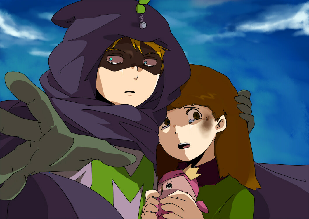 1058x750, 122 Kb / Кенни Маккормик, Kenny McCormick, South Park, Южный парк, Сауз парк, Мистерион, Карэн Маккормик, Стиль манга