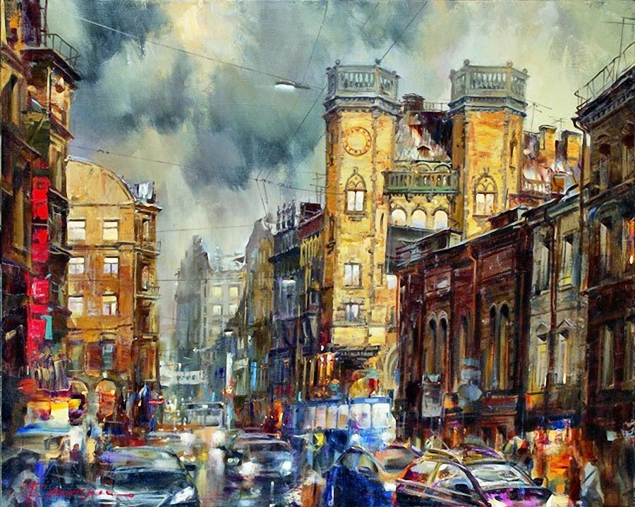 900x719, 250 Kb / город, картина,  авто,  славинский, питер